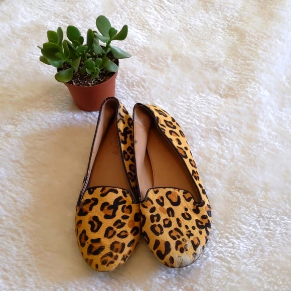 Women's J.Crew Cora Leopard Calf Hair Loafers - Picture 2 of 12